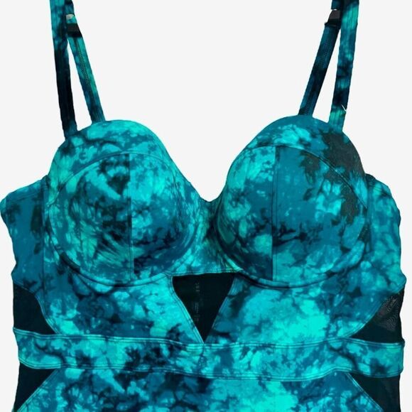 Torrid Teal Tie-Dye Mesh Inset One-Piece Swimsuit Size 3 3XL - Picture 6 of 15